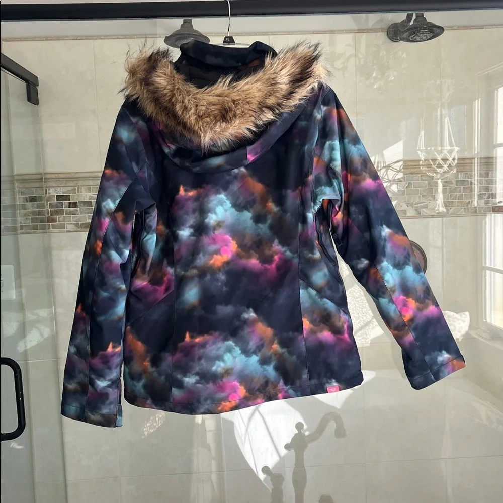 Roxy Vibrant Tie-Dye Jacket with Faux Fur Hood - Picture 4 of 4